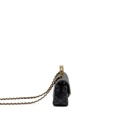 Chanel 24c Detail Top Handle Flap Bag Lambskin Black
