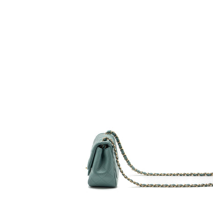 Chanel classic mini square flap bag lambskin green L (microchip)