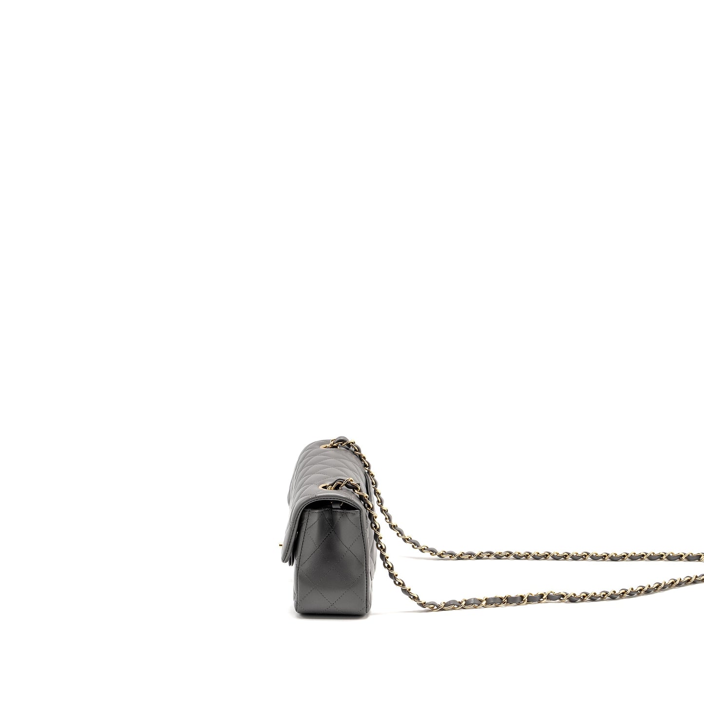 Chanel Mini Rectangular Flap Bag Lambskin Grey L (microchip)