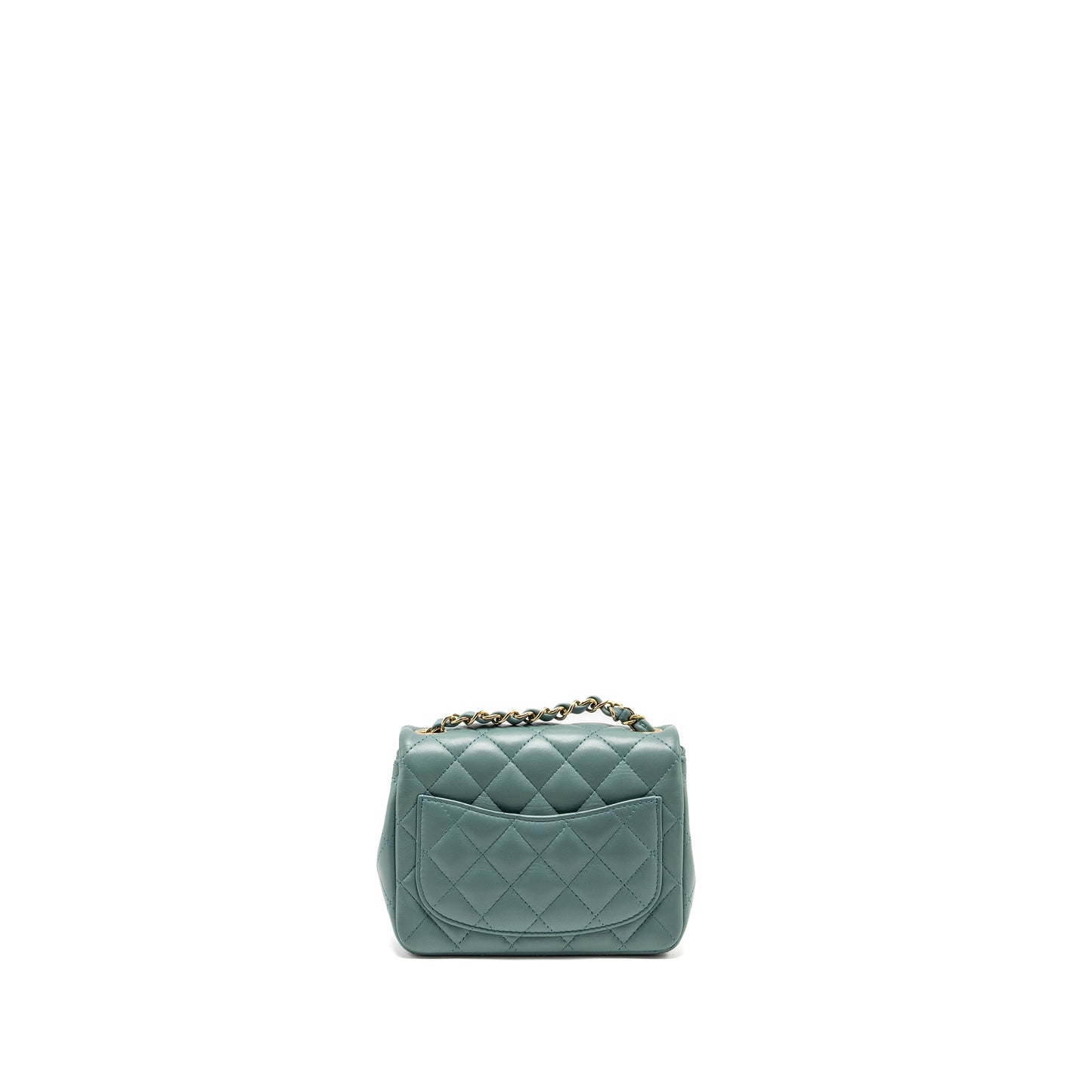 Chanel Mini Square Flap Bag Lambskin Green L (Microchip)
