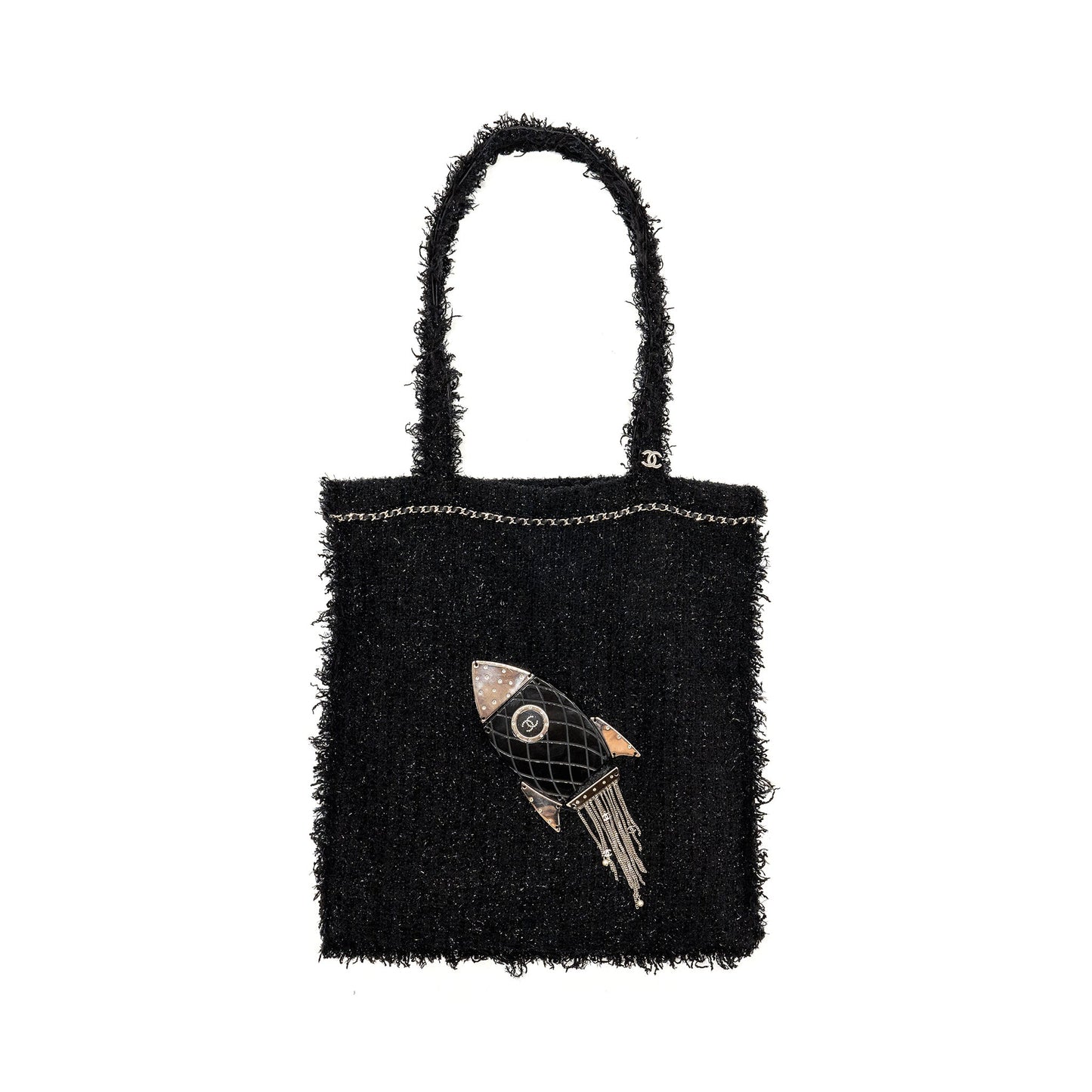 Chanel rocket tote bag tweed black