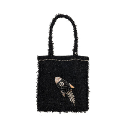 Chanel rocket tote bag tweed black