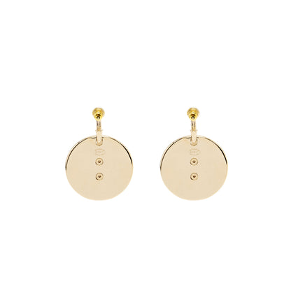 Chanel giant round and cc logo drop earrings light gold tone