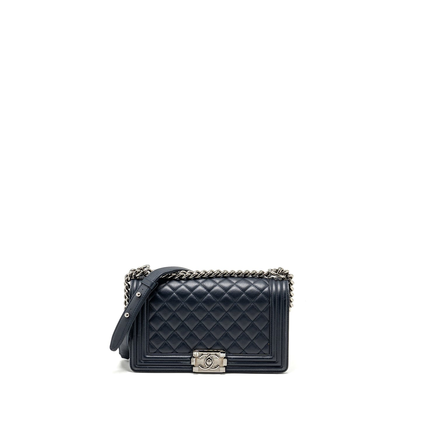 CHANEL Medium Boy Bag Calfskin Navy