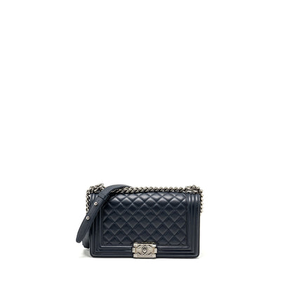 CHANEL Medium Boy Bag Calfskin Navy