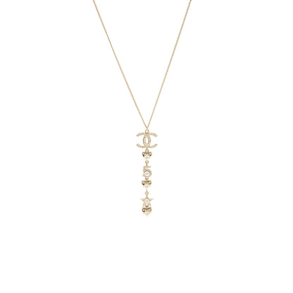 Chanel CC logo with pearl / no 5/ star drop necklace crystal gold tone