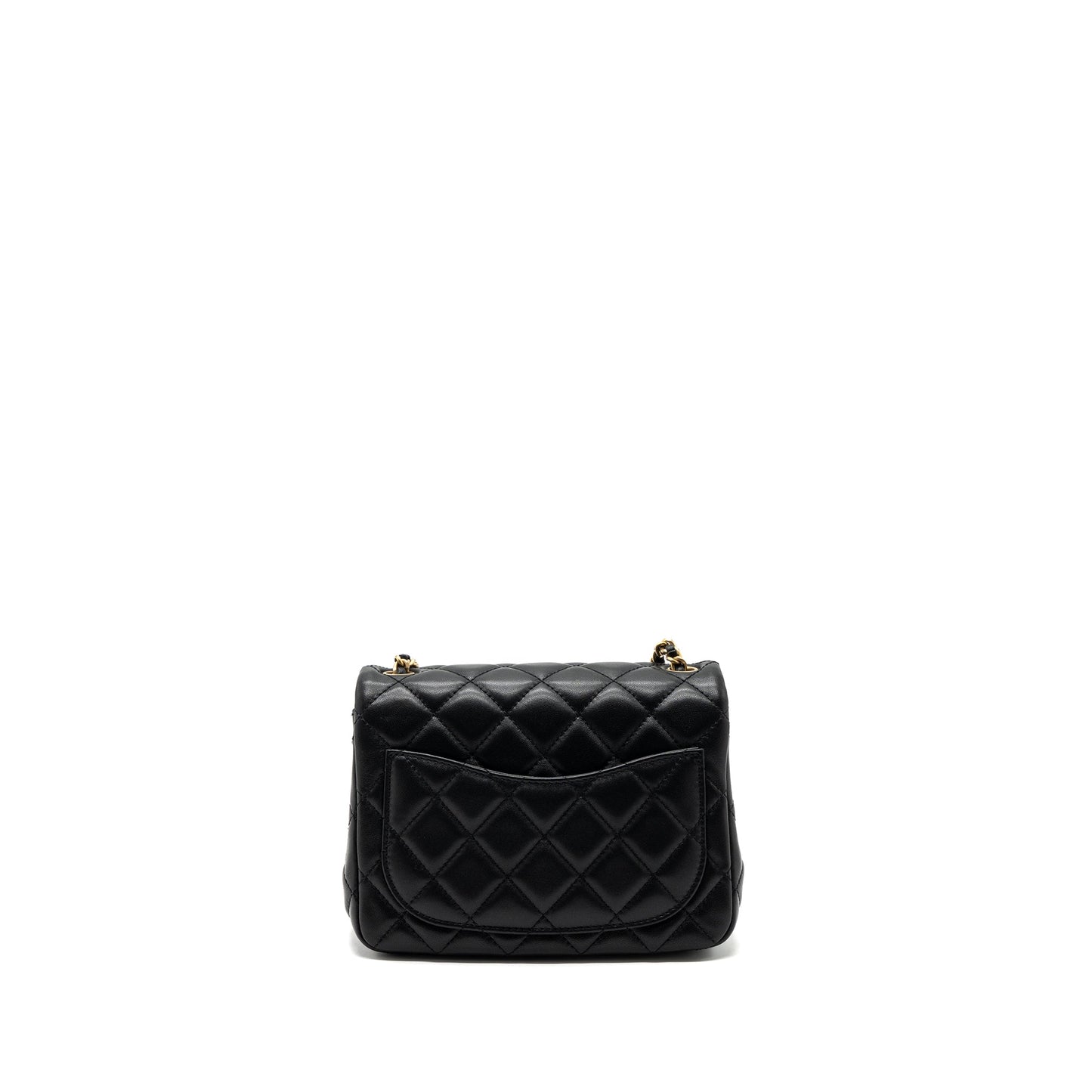 Chanel Pearl Crush Mini  Square Flap Bag Lambskin Black  (microchip)