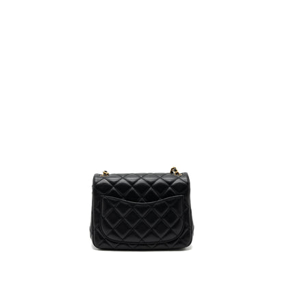 Chanel Pearl Crush Mini  Square Flap Bag Lambskin Black  (microchip)