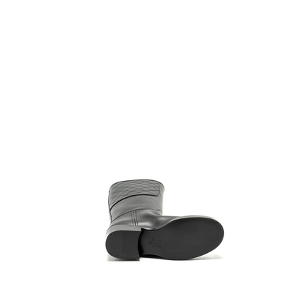 Chanel Size 38 CC Logo High Boots Calfskin Black