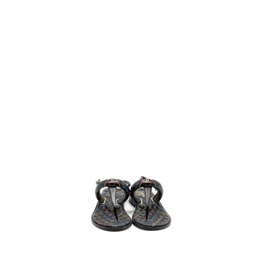 Chanel Size 39.5 Sandals Black /Multicolour