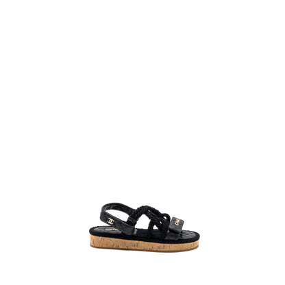 Chanel 21s Size 35 Quilted Letter Sandals Black