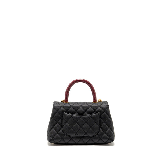 Chanel Small Coco Handle with Python Handle caviar Black/Burgundy