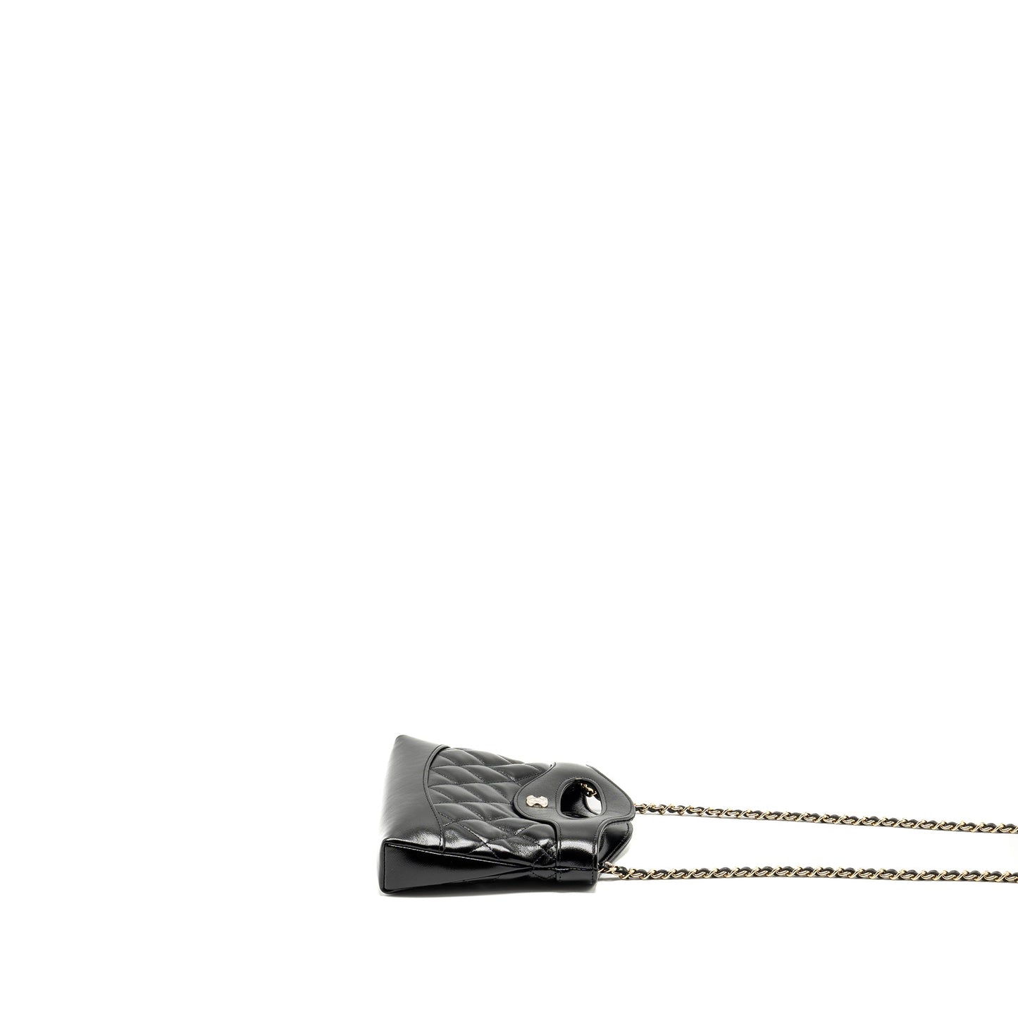 CHANEL Mini 31 Clutch With Chain Shiny Lambskin Black L (Microchip)