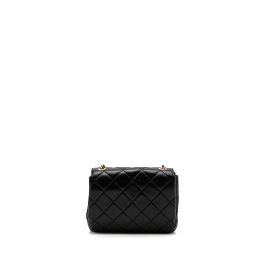 Chanel Quilted Square Flap Bag Goatskin Black Brushed  (Microchip)