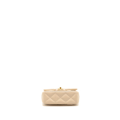 Chanel 25c Coco Love Adjustable Chain Shiny Lambskin Beige  (microchip)