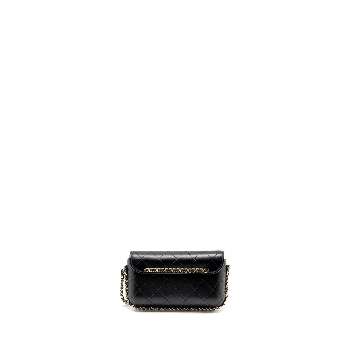 Chanel 22A Phone Case/Mini Wallet on Chain Lambskin Black L (Microchip)