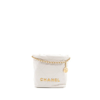 Chanel Mini 22 bag shiny calfskin white  (microchip)