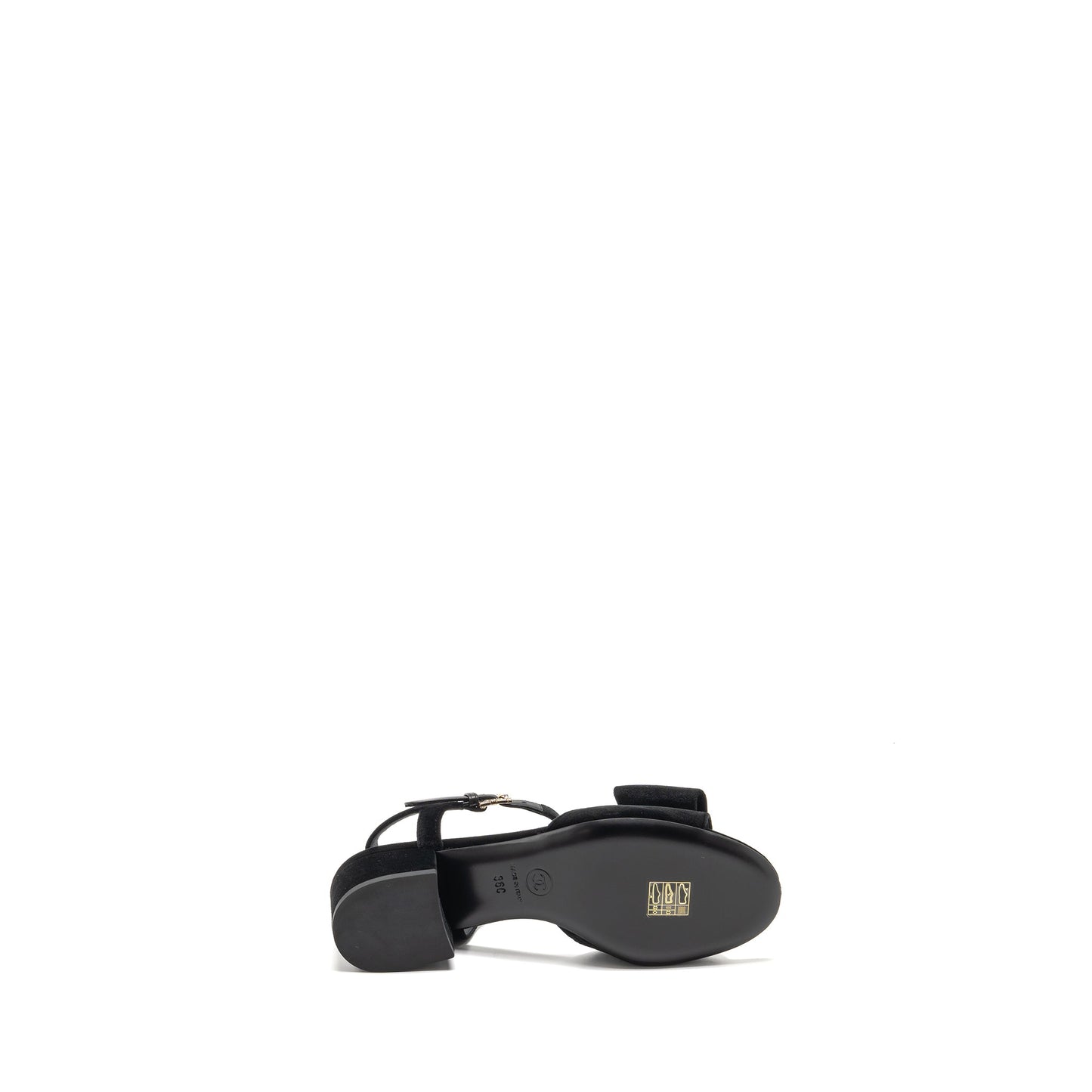 Chanel Size 36 24K Crystal CC Logo Sandals Velvet Black L