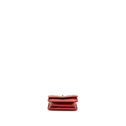 Chanel Quilted Mini Flap Belt Bag Lambskin Red Brushed