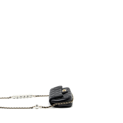 Chanel Pearl Chain Quilted Flap Bag Lambskin Black