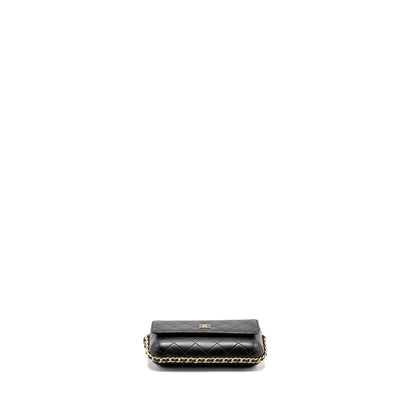 Chanel 22A Phone Case/Mini Wallet on Chain Lambskin Black L (Microchip)