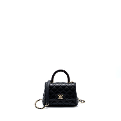 Chanel Mini Coco Handle with Lizard Embossed Handle Caviar Black L (microchip)