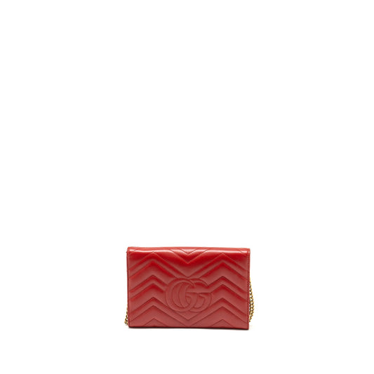 Gucci Marmont flap wallet with chain calfskin red