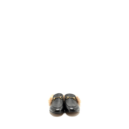Gucci Size 37 Horsebit Princetown Fur Slipper Leather Black
