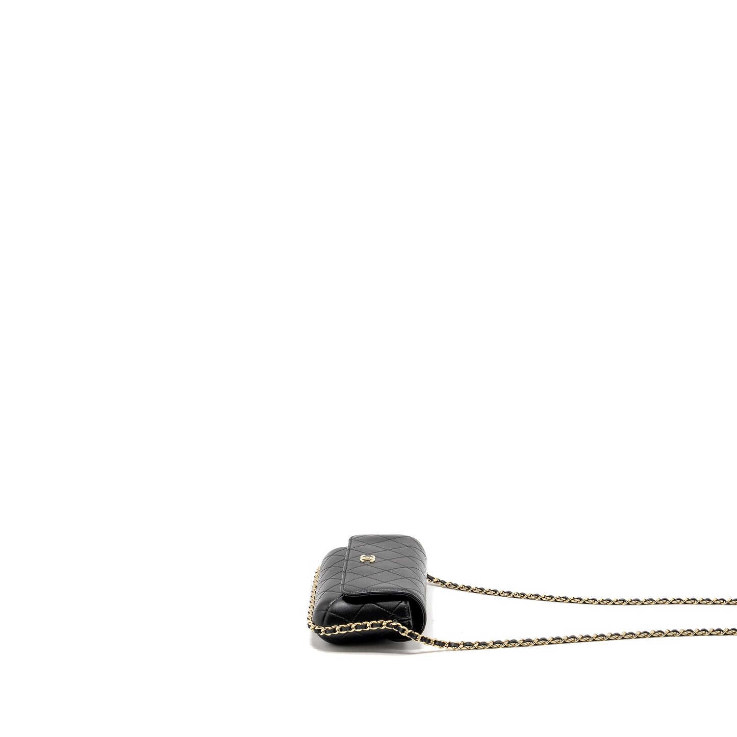 Chanel 22A Phone Case/Mini Wallet on Chain Lambskin Black L (Microchip)