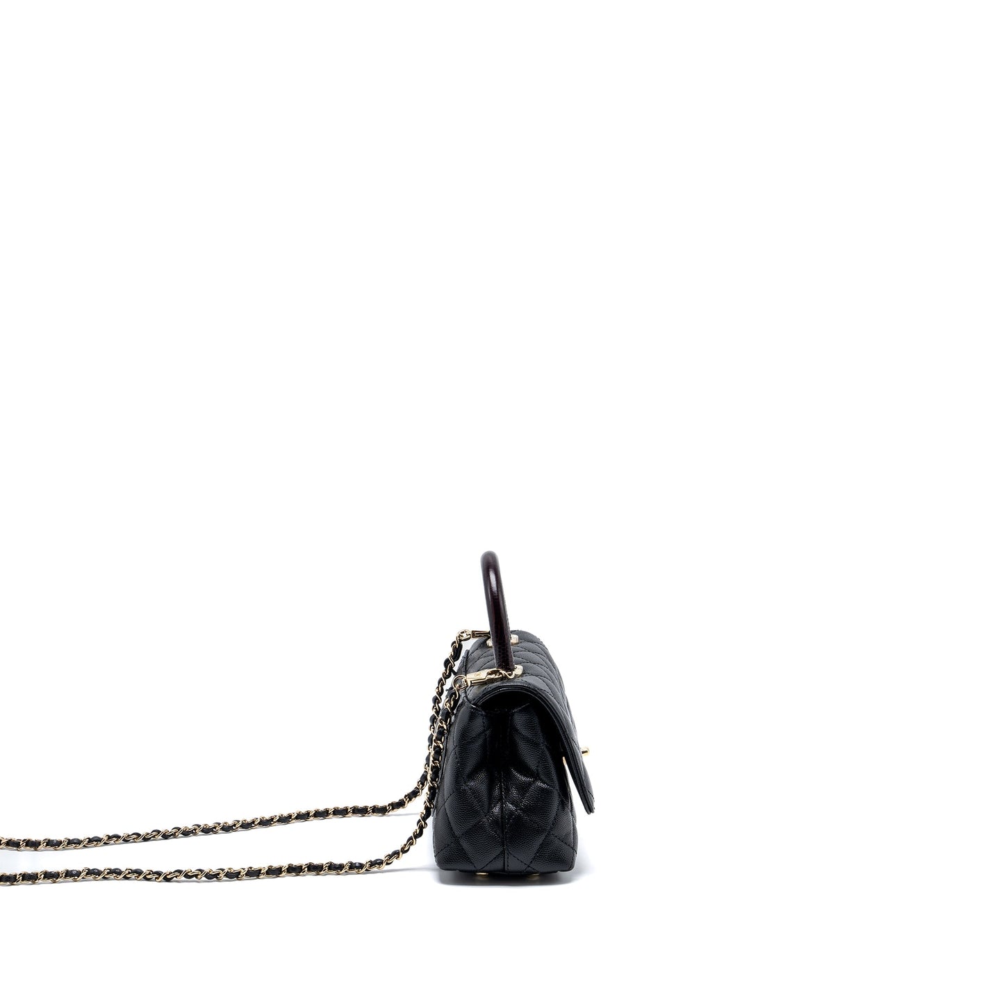 Chanel Mini Coco Handle with Lizard Embossed Handle Caviar Black L (microchip)