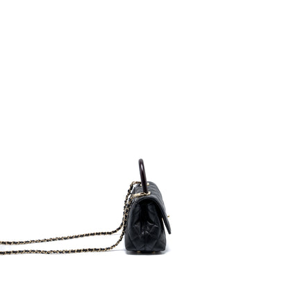 Chanel Mini Coco Handle with Lizard Embossed Handle Caviar Black L (microchip)