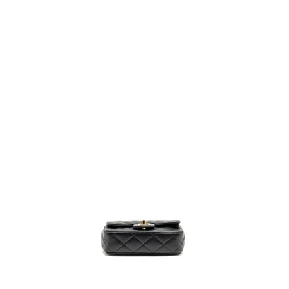 Chanel 24s Top Handle Mini Flap Bag Lambskin Black  (microchip)