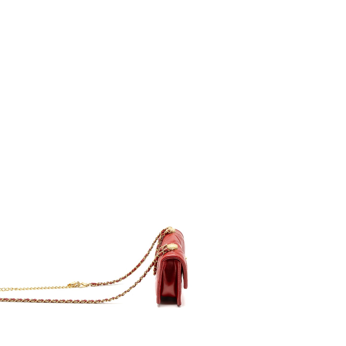 Chanel Quilted Mini Flap Belt Bag Lambskin Red Brushed