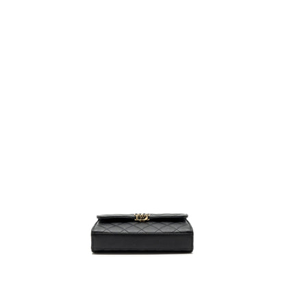 chanel 23p top handle mini flap bag with chain caviar black L (microchip)