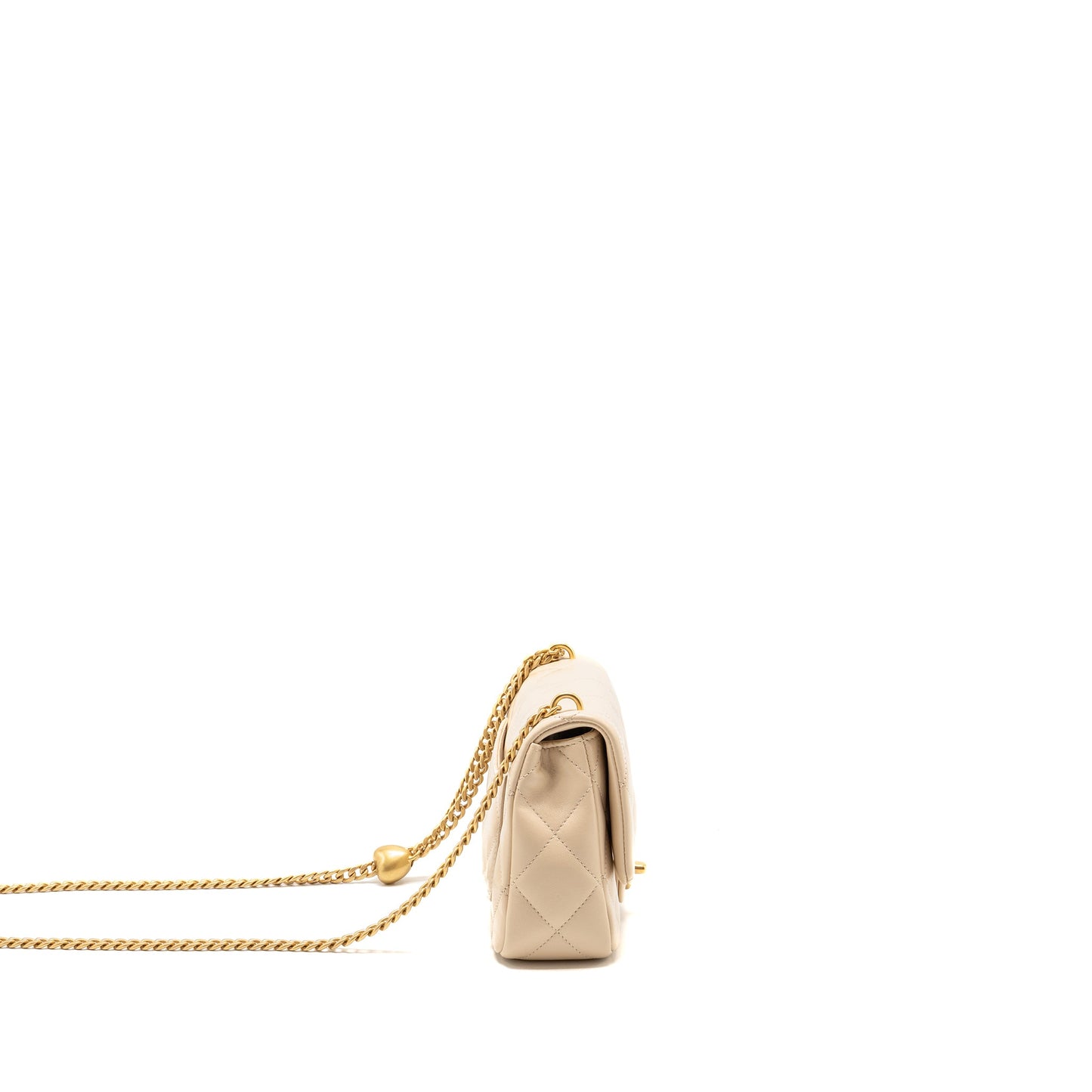 Chanel 25c Coco Love Adjustable Chain Shiny Lambskin Beige  (microchip)