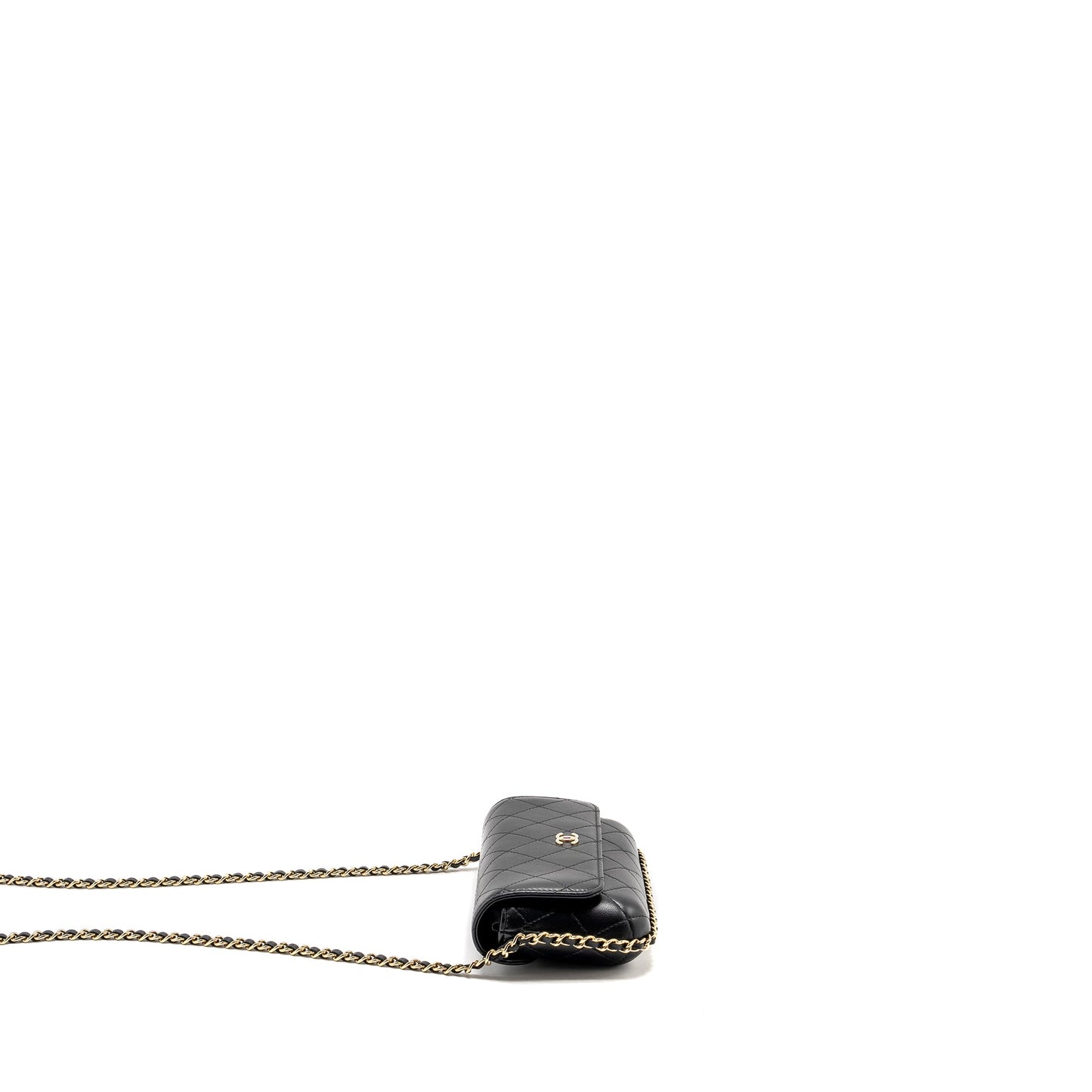 Chanel 22A Phone Case/Mini Wallet on Chain Lambskin Black L (Microchip)