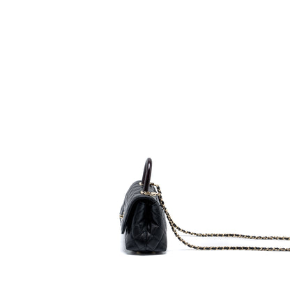 Chanel Mini Coco Handle with Lizard Embossed Handle Caviar Black L (microchip)