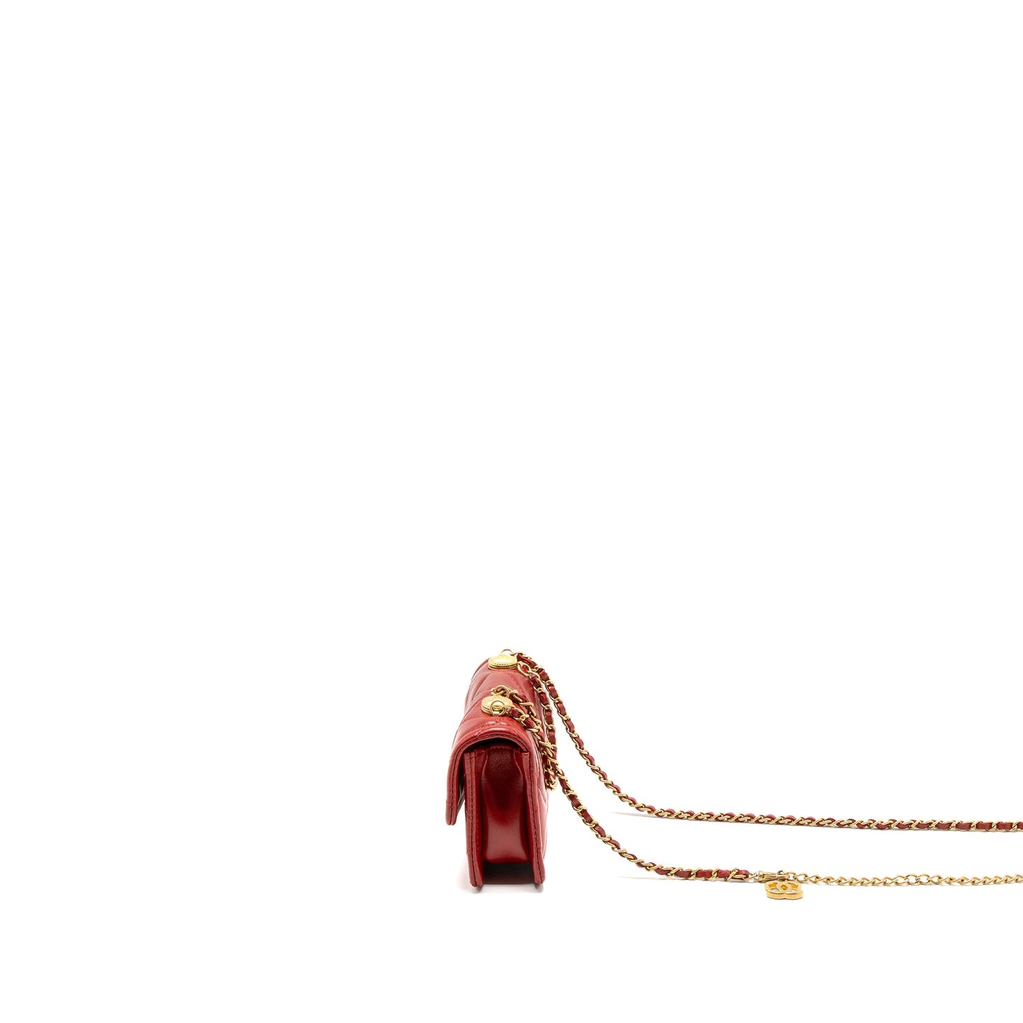 Chanel Quilted Mini Flap Belt Bag Lambskin Red Brushed