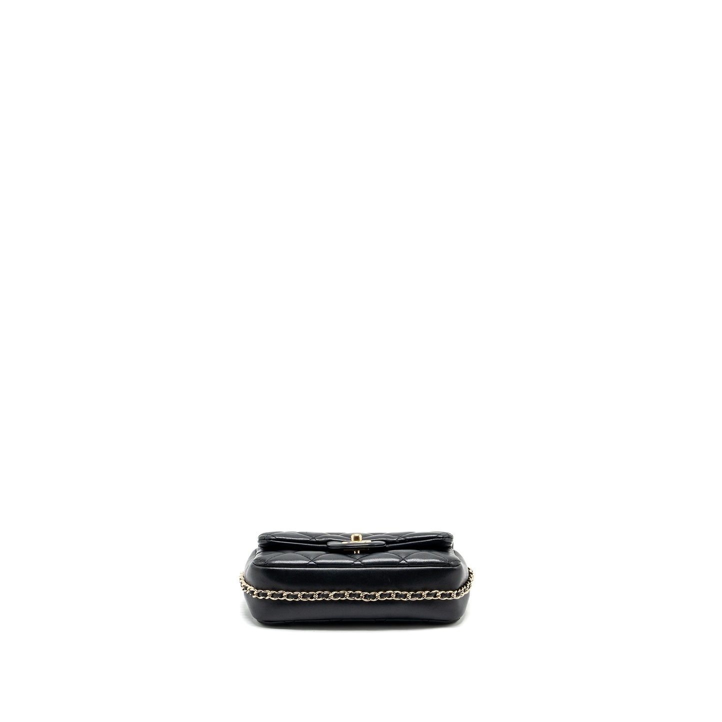 Chanel Pearl Chain Quilted Flap Bag Lambskin Black