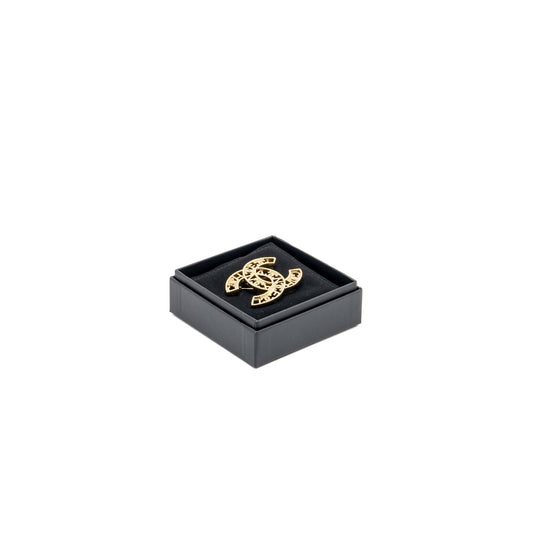 Chanel Letter & CC Logo Crystal Brooch