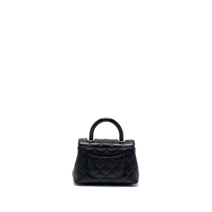 Chanel Mini Coco Handle with Lizard Embossed Handle Caviar Black L (microchip)