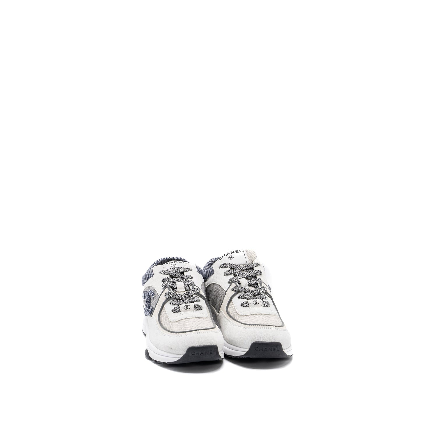 Chanel size38.5 CC logo sneakers suede / fabric light grey