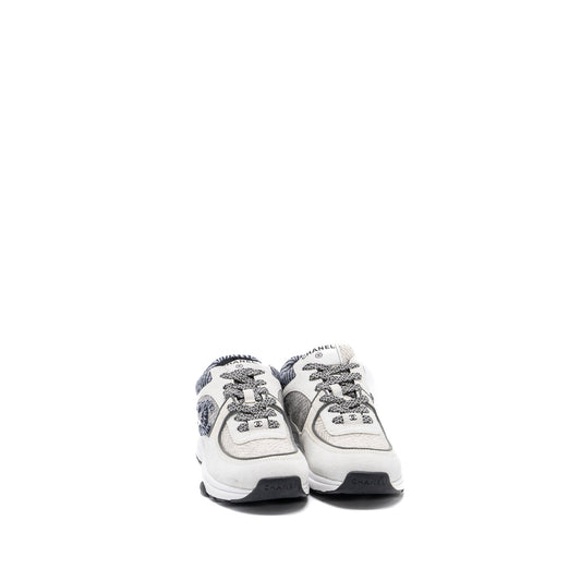 Chanel size38.5 CC logo sneakers suede / fabric light grey
