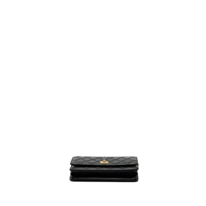 Chanel pearl crush wallet on chain lambskin BLACK  (microchip)