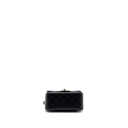 Chanel Classic Mini Square Flap Bag Lambskin Black L (Microchip)