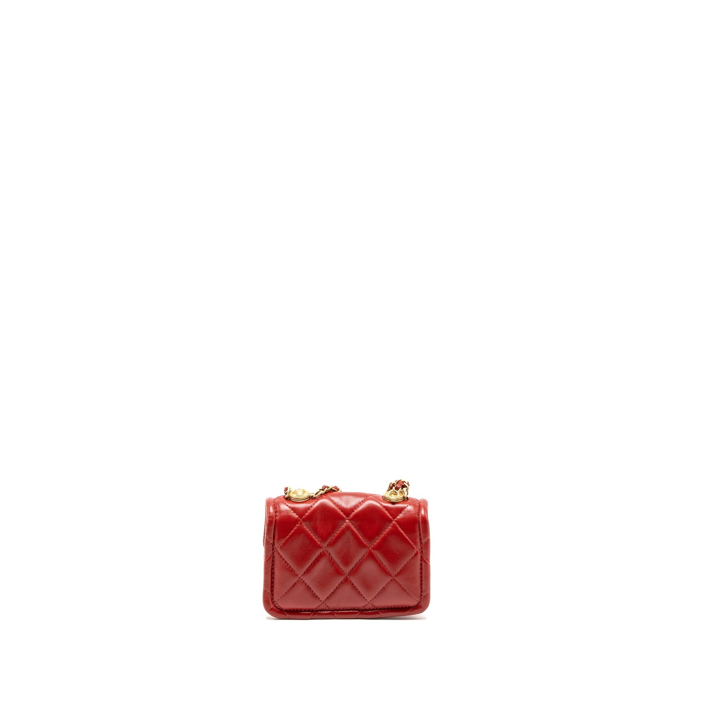 Chanel Quilted Mini Flap Belt Bag Lambskin Red Brushed