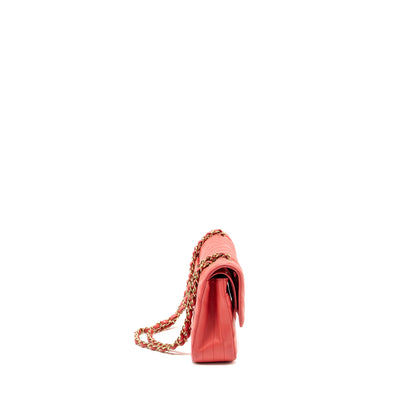 Chanel Medium Classic Double Flap Bag Chevron Lambskin Pink L