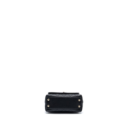 Chanel Mini Coco Handle with Lizard Embossed Handle Caviar Black L (microchip)
