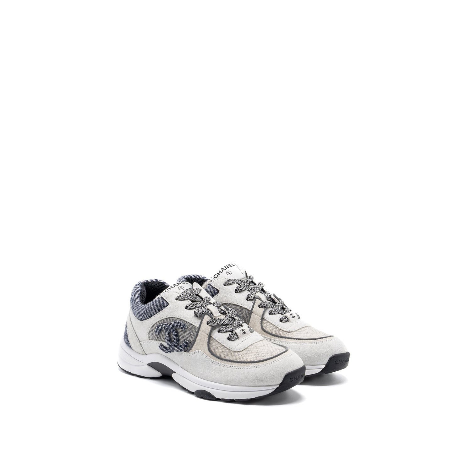 Chanel size38.5 CC logo sneakers suede / fabric light grey