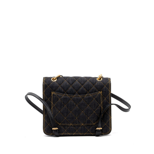 Chanel 23S flap backpack denim dark blue Brushed  (microchip)